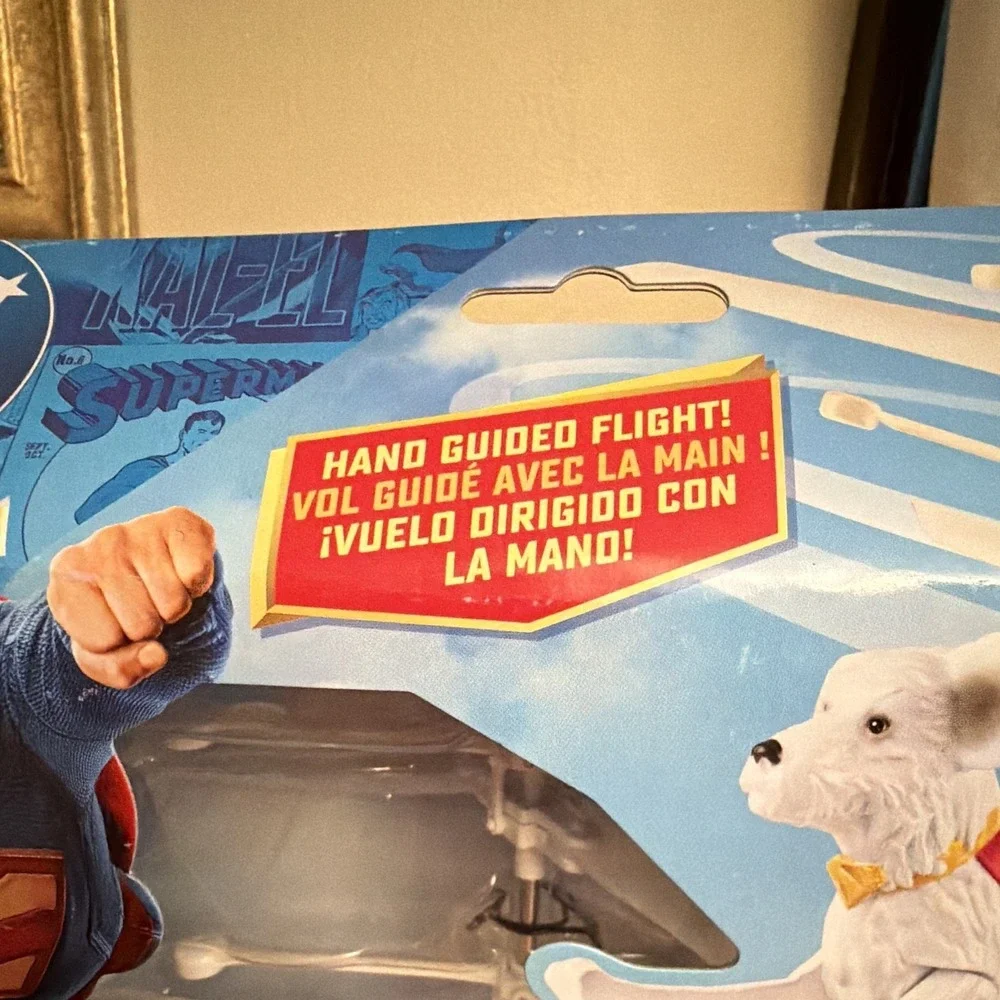 DC Superman Up in the Sky Flying Krypto Dog Action Figure Hand Guided Toy NIB